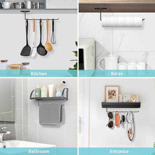 2Pack Under Cabinet Paper Towel Holder - Self-Adhesive or Drilling Wall-Mounted Paper Towel Rack for Kitchen, Bathroom, and RV – Stainless Steel, Fits Mega Paper Towel Rolls 11.02 in (2Pack 11.02IN) - size: 2Pack 11.02IN