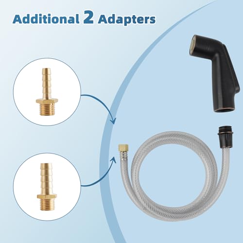 Hygie Rinse Oil Rubbed Bronze Kitchen Spray Attachment/Hose/Holder Set, Compatible with Moen/Delta Faucet, Kitchen Side Sprayer, 1/4'' Female Thread, ABS Plastic, 1-Pack - color: Oil Rubbed Bronze, style: Sprayer Head/Hose/Holder Set