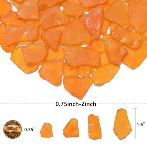 QYGL Sea Glass for Crafts - 14oz Orange Frosted Seaglass Pieces - Vase Filler and Aquarium Ornament, DIY Craft Supplies for Art, Beach Weddings, and Home Decor - color: Orange