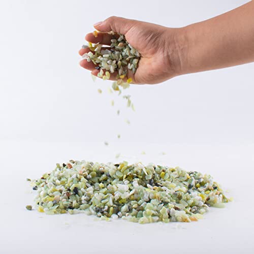 18lb Jade Bean Pebbles,1/4 Inch Cactus Bonsai DIY Rocks, Natural Succulent Rock and River Rocks Decorative for Aquariums, Vases, Terrarium, Outdoor Gardening, Top Dressing for Potted Plants - color: Light Green, size: 18LB