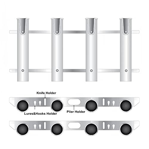 HiUmi Wall Mounted Fishing Rod Holders Tubes Links Fishing Rod Holder Rack Rests (4-Pole-White) - color: 4-pole-white