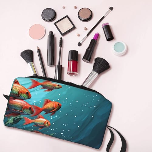 OUSIKA Fish Aquarium Cosmetic Bags for Women Portable Makeup Bag Travel Storage Bag Daily Receive Bag Large Capacity Toiletry Bag