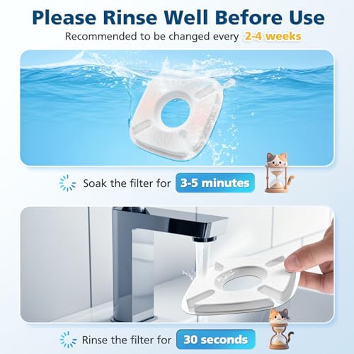 32 Pcs Cat Water Fountain Filters for Veken 95oz/2.8L, 67oz, 135oz Dog Water Fountain Automatic Pet Fountain Dog Water Dispenser 16Pcs Pet Fountain Filter Replacement & 16Pcs Pre-Filter Sponges