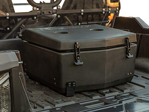 SuperATV Insulated Cargo Cooler Box for 2021+ Yamaha Wolverine RMAX 2 | Heavy Duty Bed Storage Box with Sealed Lid, Drain Plug, and Dual Cup Holders | 30-Liter Capacity