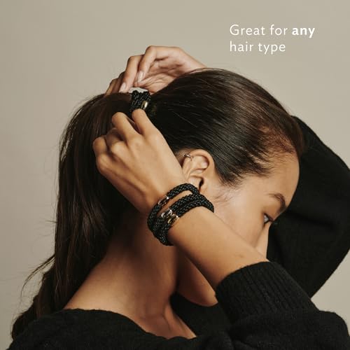 L. Erickson Brown and Black Hair Ties for Thick Hair, Grab & Go Ponytail Holders, 8 Pack, Classic, Thick No-Crease Bands with Strong Hold, Damage-Free Design, Everyday Neutral Style - color: Classic