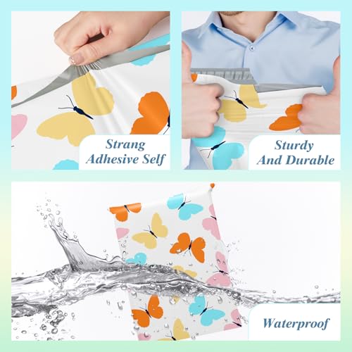 Fuxury Poly Mailers 10x13 Inch 20 Pack,Sturdy Shipping Bags for Clothes, Self Adhesive Mailing Envelopes, Waterproof Packaging Bag for Small Business, Colorful Butterflies - color: Butterfly, size: 10x13'' 20pcs