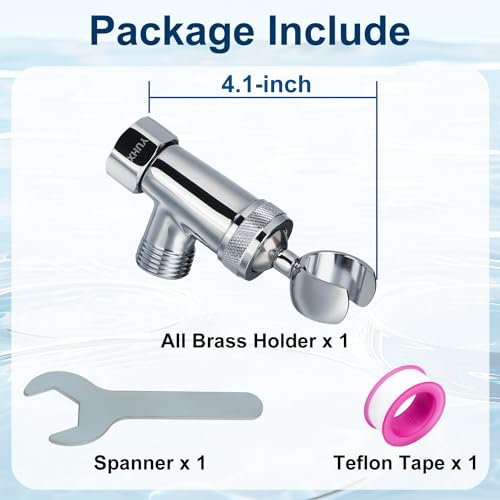 Shower Head Holder All Metal, Brass Adjustable Shower arm Bracket for Handheld, Hand held Showerhead Holder (B-Style Shower Arm Mount Premium Chrome - style: B-Style Chrome
