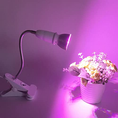 ciciglow Light Bulb Holder,Flexible Wire Neck 360° Adjustable E27 Light Socket,Light Stand with Switch 11.8In Cable Clip Lamp Clamp Light Socket Clamp Lamp Fixture for Aquarium Plant Grow and Reading