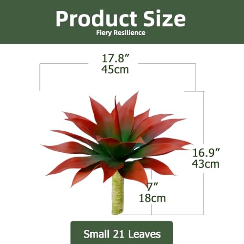 Artificial Agave Faux Agave Fake Greenery 18In Outdoor Artificial Plant Fake Plant for Indoor Home Decoration Plastic Plant Outdoor Decoration Front Porch Decor Simulation Plants 2Pack（Red） - color: 18''red