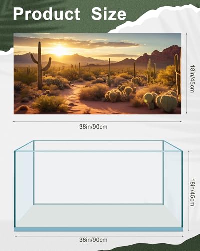 4 Pcs 36 x 18 Inch Reptile Tank Background Reptile Tank Accessories Polyester Terrarium Background Decor for Leopard Gecko Turtle Bearded Dragon(Canyon Waterfall, Bark, Cactus, Gobi Desert)