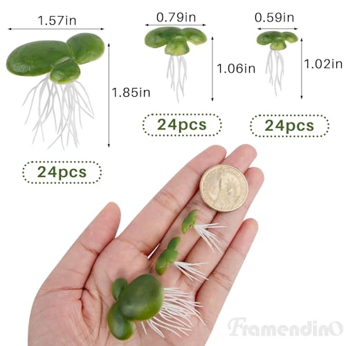 Framendino, 72 Pack Artificial Floating Duckweed Plant Plastic Fake Simulation Plants (3 Size) - size: 72 Pack
