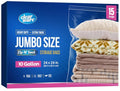 15 Count - Large Storage Bags With Zipper Top, 10 Gallon Size 24" x 24", Extra Large Plastic, For Clothes, Travel, Moving, BPA-Free, Heavy Duty 3-Mil Thick