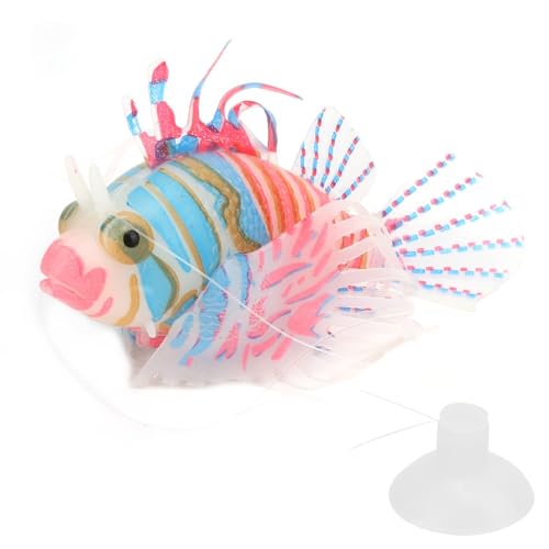 Silicone Simulation Fish Aquarium Sculpture Glowing Lifelike Fish Decoration Fluorescent Suction Cup Ornament for Tank(Pink Blue) - style: Pink Blue