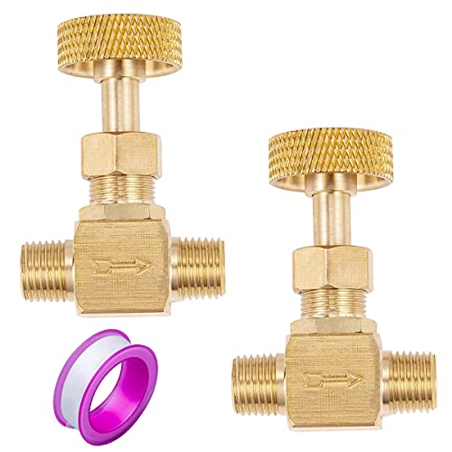 2 Piece Heavy Duty Brass Instrument Replacement Control Needle Valve 1/4" Npt Male X 1/4" Npt Male Connection - size: 2 PCS 1/4 " Male * 1/4"Male needle valve