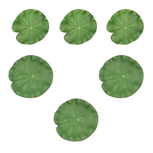 BRBASAP 6Pcs Realistic Floating Lily Pads for Ponds Artificial Foam Lotus Leaves for Pond Decor Plastic Water Lily Pads Foliage for Pool Koi Fish Patio Aquarium Lifelike Pond Plants
