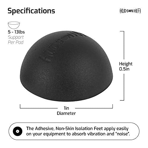 Hudson Hi-Fi Speaker Isolation Feet (8-Pack, 1") – Adhesive Silicone Anti-Vibration Pads for Speakers, Turntables, Subwoofers & Amplifiers, Supports 5-13 lbs Per Pad - size: 1" Hemisphere - 8 Pack
