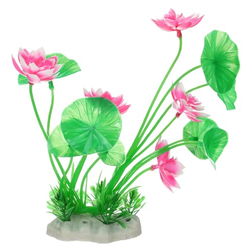 uxcell Aquarium Artificial Plants, 1 Pcs Fish Tank Plants Decorations Accessories Aquatic Ornaments Decor Water Grass, Pink-Green (Lotus Flower) - color: Pink-green