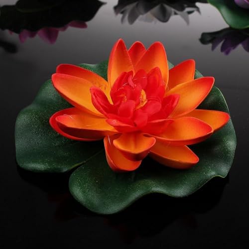 4pcs Artificial Lotus Flowers Water Lilies for Pond Pool, Realistic Floating Foam Lotus Flowers with Lily Pads for Ponds, 4" Lifelike Water Lilies for Fountain Garden Pond Decoration