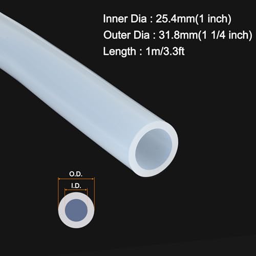 MECCANIXITY 3.3ft Clear Silicone Rubber Tubing 1" ID 1 1/4" OD Plastic Tube Flexible Air Hose for Brewing, Wine Making, Pump Siphon, 25.4mm x 31.8mm, with 2pcs Clamps - color: Clear, size: 1" x 1 1/4"