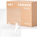 GPI - 9" x 12" Zip Bags, 1000 Count, 2 Mil, Clear Plastic Reclosable Zipper Poly Baggies, with Resealable Lock Seal. for A4 Letter Size Paper, Apparel, Clothing, Food, Home & Office Supplies. - size: 9" x 12"