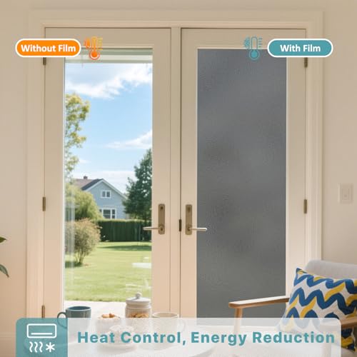 Niviy Day and Night Privacy Gothic Window Film, Nighttime Privacy Window Tint for Home, Static Cling Two Way Frosted Window Privacy Film for Front Door, Garage, Renter House (Grey, 17.5 x 118 inch) - color: Gray, size: 17.5"x 118"