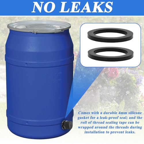 6 Packs PVC Garden Hose Bulkhead Fitting with Plug Water Tank Connector 1/2" Female NPT x 3/4" Male GHT Garden Hose Threaded for Aquariums, Rain Barrels, Sinks