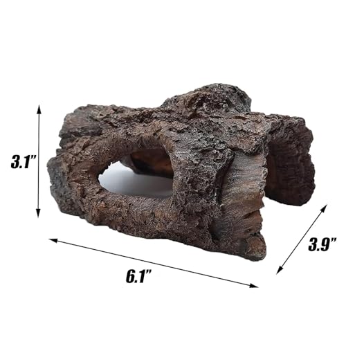 Aquarium Decoration Cave Resin Hollow Tree Trunk Log Terrarium Ornament Fish Tank Hideout for Betta Cichlid Shrimp Small Reptile Gecko