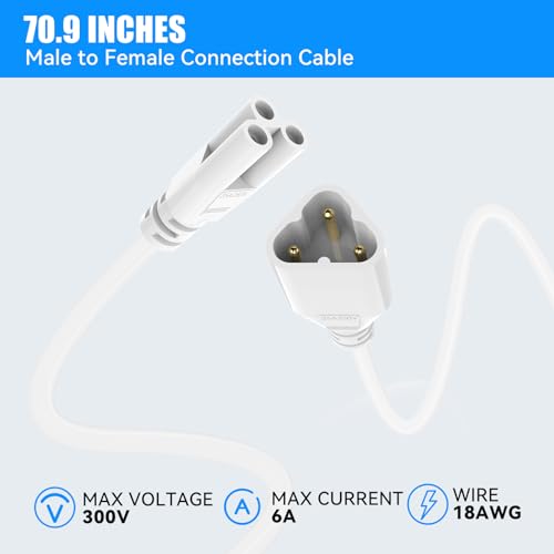 SHOPLED 6FT Male-to-Female Extension Connection Cords for T5 T8 LED Shop Lights, 1.8 Meter Connecting Wire Linkable Integrated Tube Ceiling Lights (4-Packs) - style: 6FT M/F Connection Wire