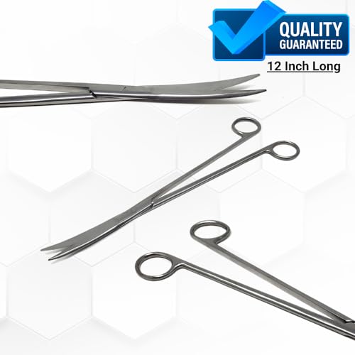 Aquarium Scissors Stainless Steel 12" Extra Long Water Grass Scissors for Aquatic Plants Pruning, Fish Tanks, Terrariums Used in Salt Water Fresh Water Landscape Maintenance Tools (Curved - Silver) - style: Curved - Silver