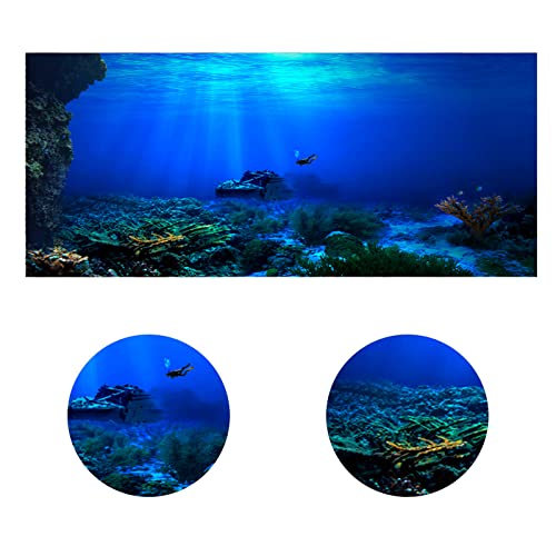 3D Reptile Background, Aquarium Background Adhesive Seaworld Background Poster, TV Background Photo Wallpaper, 3D Effect Underwater Seaworld Backdrop Decorations Poster for Aquarium Fish(122*50cm) - size: 122*50cm