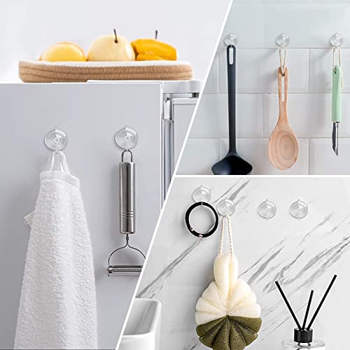 Hangerspace Suction Cup Hooks, 1.77 Inches Clear PVC Suction Cups with Metal Hooks Removable Small Suction Cups for Shower Bathroom Kitchen Wall Window Glass Door 12 Pack - size: Small
