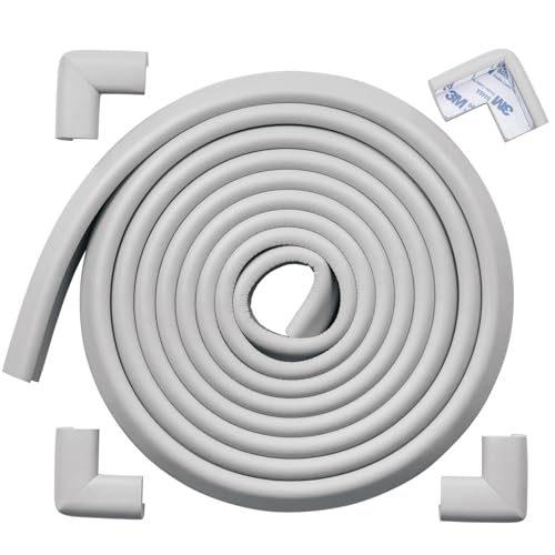 Roving Cove HeftyFit Edge Corner Protector Baby Proofing (Large 15ft Edge 4 Corners), Heavy-Duty, Soft NBR Rubber Foam, Furniture Fireplace Safety Bumper Guard, 3M Adhesive, Stone Grey - color: Stone Grey, size: Large 15 feet