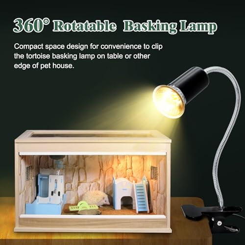 Tortoise Heat Lamp,E27 UVA/UVB Reptile Heat Lamp,360°Flexible Rotating Chick Heat Lamp with Ceramic Bulb Holder,Dimmable Plant Growth Lamp, Metal Clip, 2.4M Cable, for Aquarium Turtle Snakes,No Bulb - color: Heat Lamp-black-1pc