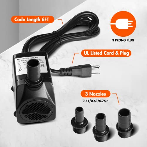 Simple Deluxe 400 GPH Submersible Water Pump with Adjustable Intake, 30W durable fountain water pump for Fish Tank, Hydroponics, Fountains, Ponds, Aquariums - size: 400 GPH (Adjustable Intake)