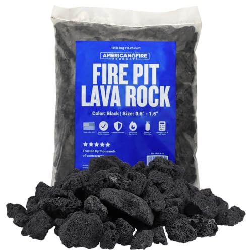 American Fire Products | Medium Lava Rock, 1/2" - 1" | Use in Fireplace, Fire Pit or Bowl | Outdoor & Indoor Volcanic Rock for Natural Gas or Propane Fires | Decorative Landscaping | 10 lb Bag - size: 1/2 Inch to 1 Inch Thick x 10 Pounds