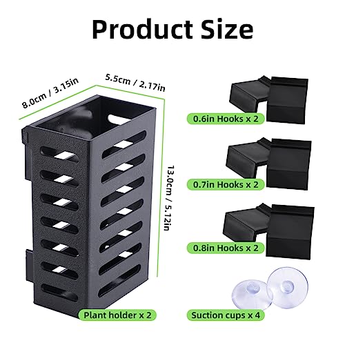 Upgraded Hanging Aquarium Plant Holder,2 Pcs Plastic Aquatic Plant Holders with Hooks and Suction Cups for Fish Tank Plant Decoration
