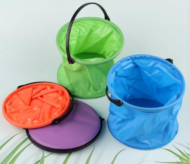 ASEANAO Collapsible Water Bucket, Collapsible Bucket with Handle, Collapsible Water Bucket for Camping,Outdoor,Fishing,Cleaning (Orange), 95556 - color: Orange