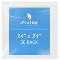 iMailer- 24" x 24" 50 Pack- 2 Mil Resealable Zip Bags- Clear Plastic Bags with Zip Top Lock for Storage, Organizing, Crafts, Travel - size: 24" x 24" 50 Pack