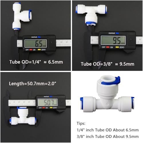 1/4" to 3/8" Push-Fit Fittings Set for RO System, 5 Pcs | Includes globe valve, 3-way tee, elbow & straight coupling for 5-stage reverse osmosis RO DIY water purification systems. - style: 1/4 turn 3/8 quick connect straight elbow three-way ball valve col
