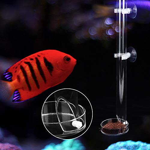 Shrimp Feeding Tube and Dish Set,Acrylic Shrimp Feeder Tube Feeding Dish Bowls for Fish Aquarium Shrimp Fish, with 2 Suction Cups,Fish Feeding Supplies(Tube Length 20cm)