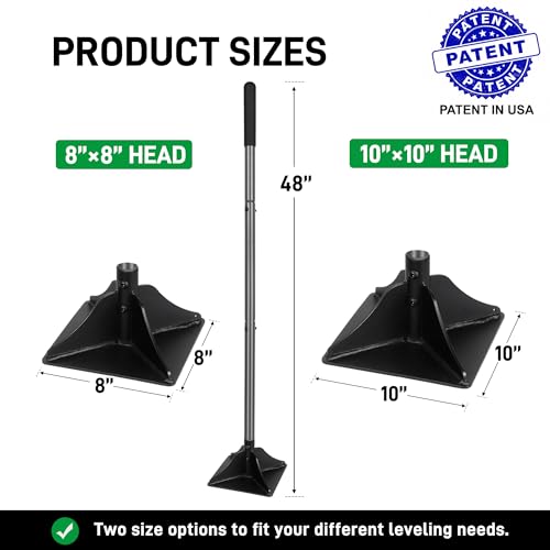 Walensee 10" x 10" Steel Tamper Tool with 48" Handle, Heavy Duty Ground Tamper with Rubber Grip for Leveling Paver Base, Soil, Gravel, Sand, Asphalt, Driveways, Yards and Blacktop Repair - size: 10"×10"