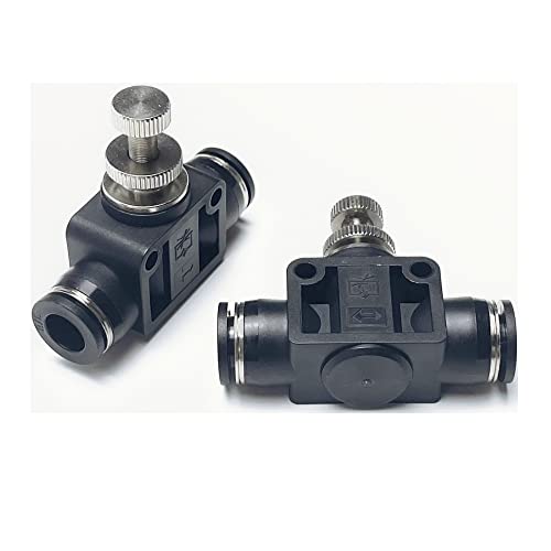 Pneumatic SCF Series 3/8 Inch Tube OD Air Flow Control Valve,Union Pneumatic Speed Control Flow Controller SCF-3/8(Pack of 2) Black - color: Black, size: 3/8" OD