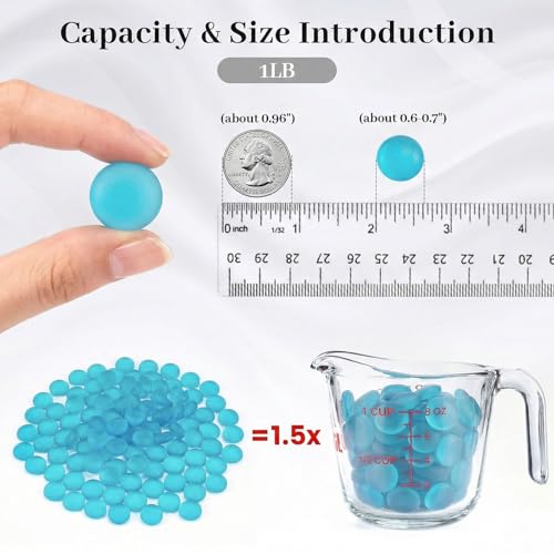 FUTUREPLUSX 1LB Frosted Flat Marbles, Blue Glass Pebbles Beads Vase Fillers Decorative Fish Tank Aquarium Rocks for Centerpieces Table Decor - color: Frosted Blue
