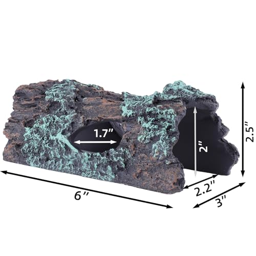 Natural Reptile Hide Basking Platform, Hideout Decor for Aquarium, Fish Tank, Bearded Dragon, Gecko, Shrimp, Betta (Glow-in-the-Dark Tree Cave, Small)