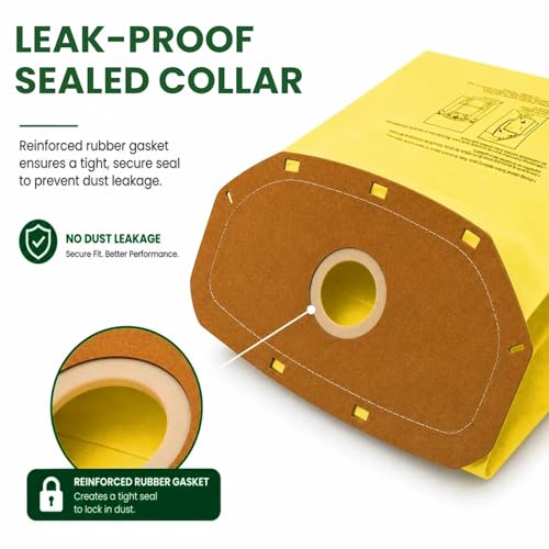 15 Pack AH10232 Sealed Collar Vacuum Bags for Hoover Commercial MPWR 40V Cordless Backpack Vacuum CH93619, CH93600 | Type CB1 Replacement Filter Bag with Leak-Proof Design