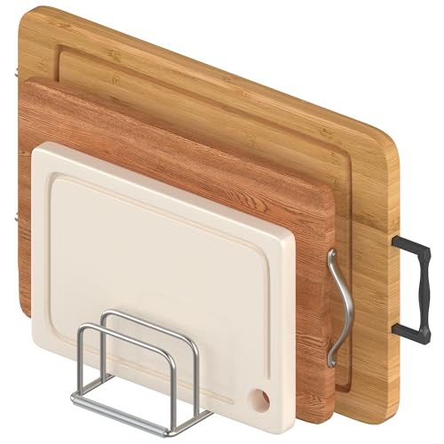 KORRTFID Cutting Board Organizer Stand Holder,304 Stainless Steel Chopping Board Holder,Pot Pan Lid Holder Rack kitchen Shelf Bakeware,Cookie Sheets Organizer (1.0 Inch Width Slots) - size: 1.0 in Slot