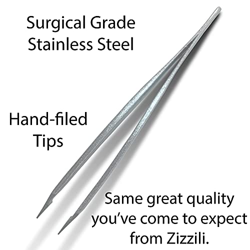 Zizzili Basics Mini Slant Tweezers - Best Tweezers for Eyebrow and Facial Hair Removal - color: Silver