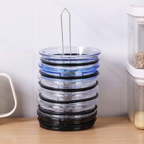 Cup Lid Holder Storage Rack | Tumbler Lid Organizer Detachable & Stackable, ABS & Stainless Steel, Vertical Space Saving, Holds 10 Lids