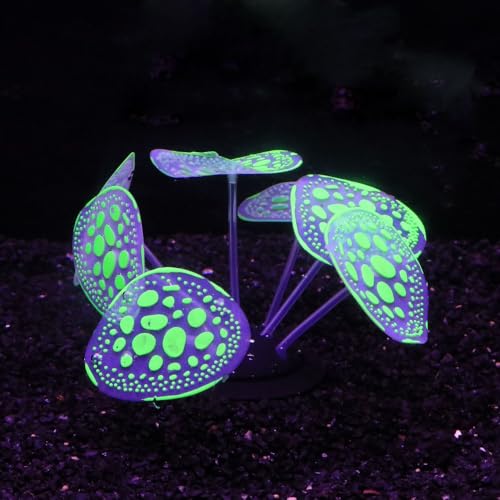 Aquatic Plants Fluorescent Craft Artificial Aquarium Landscaping Fish Tank Decoration Silicone Simulation(Green)