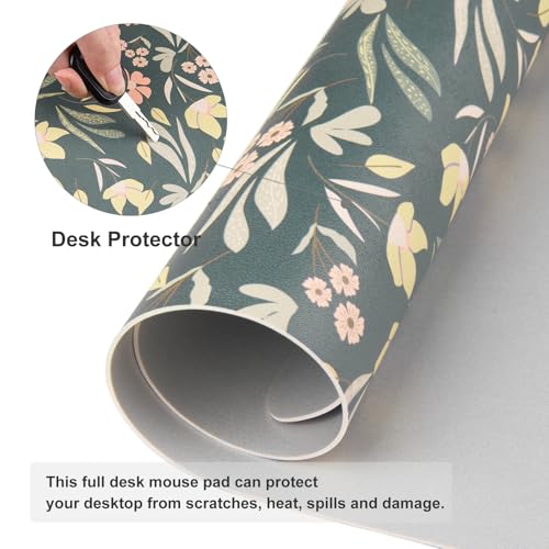 Colorful Star Large Mouse Pad, PU Leather Waterproof Desk Mat, Computer Gaming Mouse Pad, XXL Extended Mousepad Non Slip Desk Pad for School Office Home 23.6" x 13.8" - Ditsy Floral Print - color: Ditsy Floral Print, size: 23.6L x 13.8W inches
